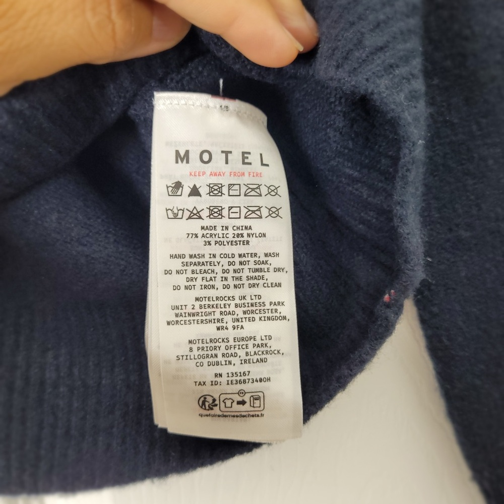 Motel Rocks Knitted Jumper Sweaters In Peacoat With Fairisle Bow Size M, NWT - Picture 9 of 12